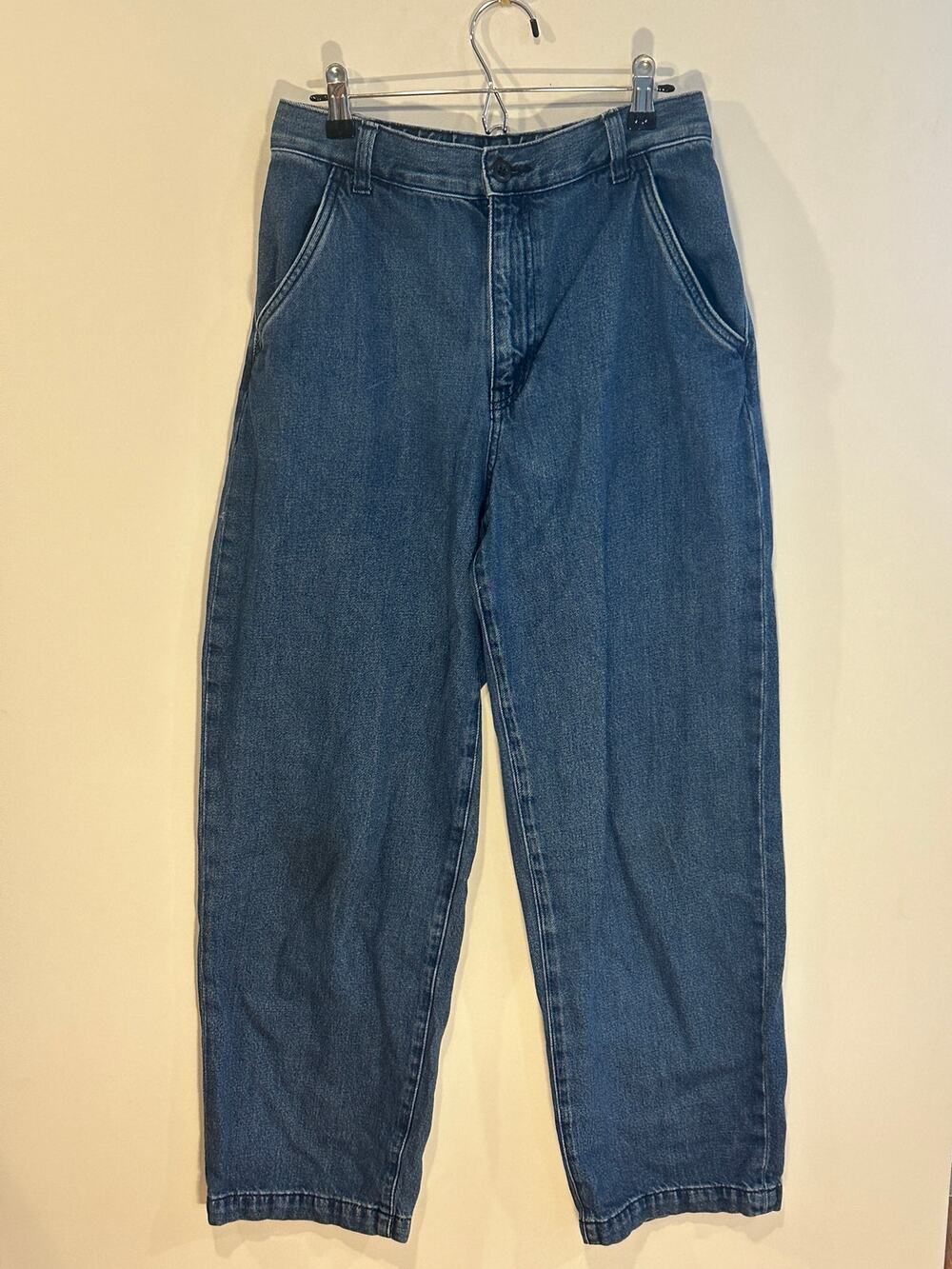 MUJI High Rise Baggy Barrel Leg Jeans Light Wash Cotton Kapok Denim EU 8 / 24-10